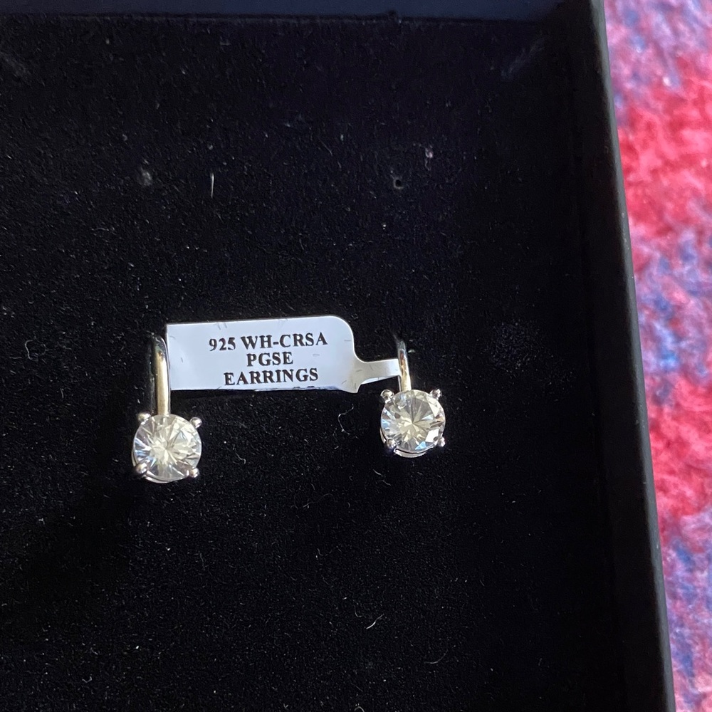 Sterling Silver Clear Stone Drop Earrings